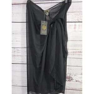 Kathy Ireland Women's XS Black Sheer Swim Cover-Up Sarong Wrap NWT